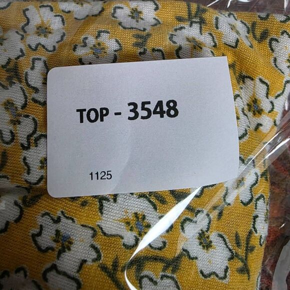 Lucky Brand Yellow Floral Smocked Peasant Top S - Picture 8 of 8